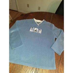 Large Croft & Barrow Winter Snowman Long Sleeve Pullover V-Neck Sweater